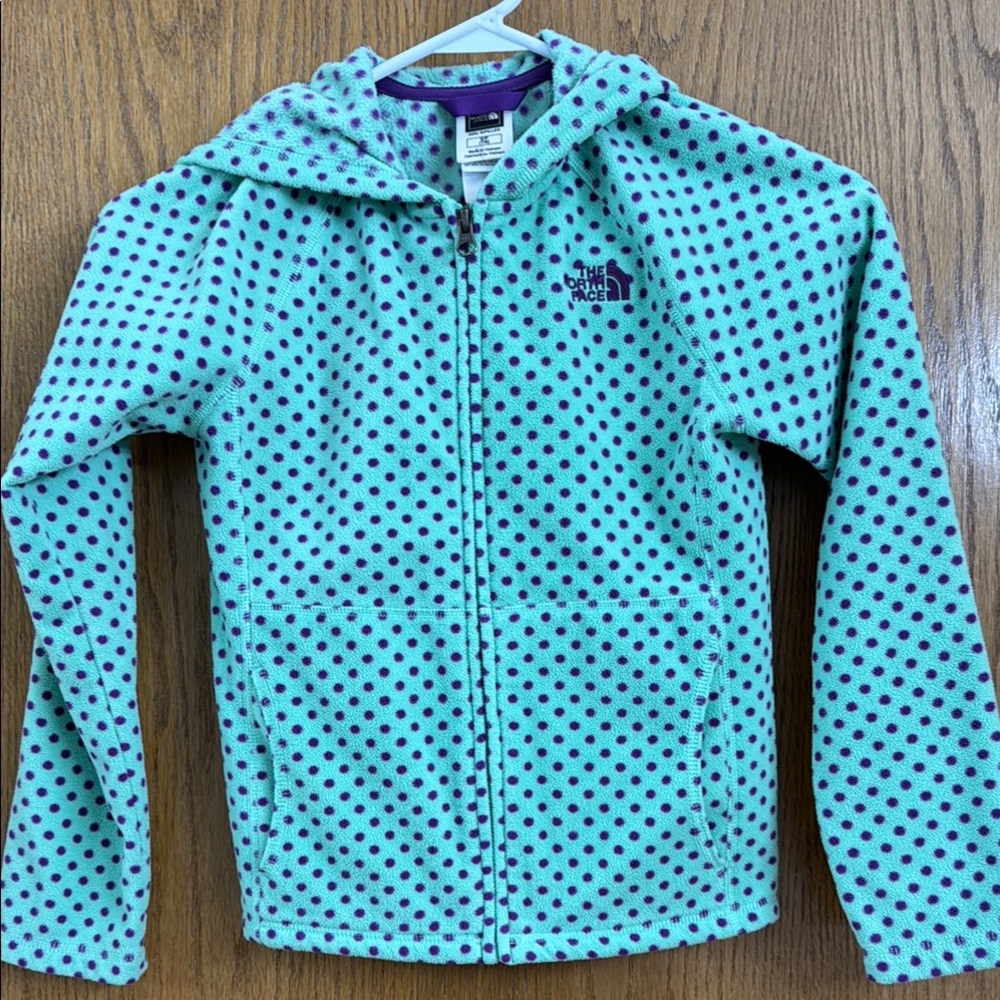 The North Face Green and Purple Fleece with Polka Dots